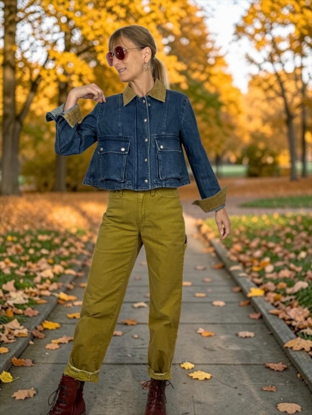 Banana Republic Cord Collar Trapeze Denim Jacket XS Blue Cropped Boxy